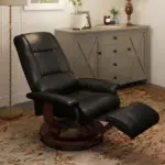 HOMCOM Living Room Relaxation: Black Faux Leather Swivel Recliner with Adjustable Footrest - Image 2