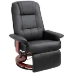 HOMCOM Living Room Relaxation: Black Faux Leather Swivel Recliner with Adjustable Footrest