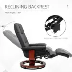 HOMCOM Living Room Relaxation: Black Faux Leather Swivel Recliner with Adjustable Footrest - Image 4