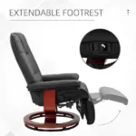HOMCOM Living Room Relaxation: Black Faux Leather Swivel Recliner with Adjustable Footrest - Image 5