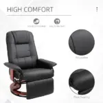 HOMCOM Living Room Relaxation: Black Faux Leather Swivel Recliner with Adjustable Footrest - Image 6