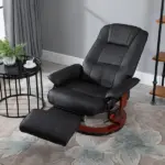 HOMCOM Living Room Relaxation: Black Faux Leather Swivel Recliner with Adjustable Footrest - Image 9