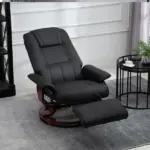 HOMCOM Living Room Relaxation: Black Faux Leather Swivel Recliner with Adjustable Footrest - Image 10