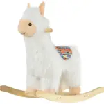Llama Sheep Plush Rocking Horse with Handle Grip and Saddle, Ages 18 to 36 Months, White