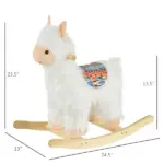 Llama Sheep Plush Rocking Horse with Handle Grip and Saddle, Ages 18 to 36 Months, White - Image 3