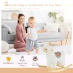 Llama Sheep Plush Rocking Horse with Handle Grip and Saddle, Ages 18 to 36 Months, White - Image 4