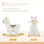 Llama Sheep Plush Rocking Horse with Handle Grip and Saddle, Ages 18 to 36 Months, White - Image 5