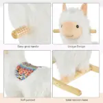Llama Sheep Plush Rocking Horse with Handle Grip and Saddle, Ages 18 to 36 Months, White - Image 6