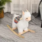 Llama Sheep Plush Rocking Horse with Handle Grip and Saddle, Ages 18 to 36 Months, White - Image 8