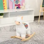 Llama Sheep Plush Rocking Horse with Handle Grip and Saddle, Ages 18 to 36 Months, White - Image 10