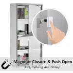 Lockable Medicine Cabinet 12"x24", 4 Tier, Stainless Steel, Bathroom Wall Box with Shelves - Image 4