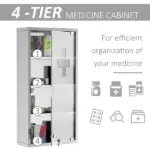 Lockable Medicine Cabinet 12"x24", 4 Tier, Stainless Steel, Bathroom Wall Box with Shelves - Image 7