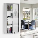 Lockable Medicine Cabinet 12"x24", 4 Tier, Stainless Steel, Bathroom Wall Box with Shelves - Image 9
