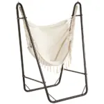 Outsunny Lounge Hammock Chair with Curved Stand and Storage, Two-Tone Cream and Brown - Image 11