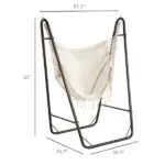 Outsunny Lounge Hammock Chair with Curved Stand and Storage, Two-Tone Cream and Brown - Image 3