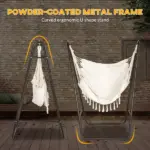 Outsunny Lounge Hammock Chair with Curved Stand and Storage, Two-Tone Cream and Brown - Image 4