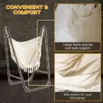 Outsunny Lounge Hammock Chair with Curved Stand and Storage, Two-Tone Cream and Brown - Image 5
