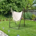 Outsunny Lounge Hammock Chair with Curved Stand and Storage, Two-Tone Cream and Brown - Image 10