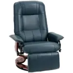 Lounging : Blue Faux Leather Swivel Recliner with Adjustable Footrest - Image 12