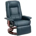 Lounging : Blue Faux Leather Swivel Recliner with Adjustable Footrest