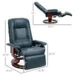 Lounging : Blue Faux Leather Swivel Recliner with Adjustable Footrest - Image 3