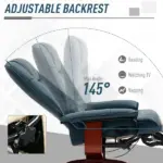 Lounging : Blue Faux Leather Swivel Recliner with Adjustable Footrest - Image 4