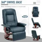 Lounging : Blue Faux Leather Swivel Recliner with Adjustable Footrest - Image 5