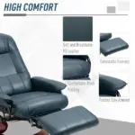Lounging : Blue Faux Leather Swivel Recliner with Adjustable Footrest - Image 6