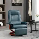 Lounging : Blue Faux Leather Swivel Recliner with Adjustable Footrest - Image 8