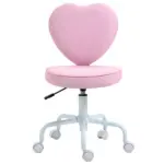 HOMCOM Love Shape Swivel Leisure Chair on Wheels Upholstery Home Office Computer Chair Linen Fabric Vanity Seat for Girls Women - Image 11