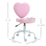 HOMCOM Love Shape Swivel Leisure Chair on Wheels Upholstery Home Office Computer Chair Linen Fabric Vanity Seat for Girls Women - Image 3