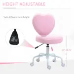 HOMCOM Love Shape Swivel Leisure Chair on Wheels Upholstery Home Office Computer Chair Linen Fabric Vanity Seat for Girls Women - Image 4