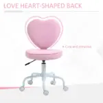 HOMCOM Love Shape Swivel Leisure Chair on Wheels Upholstery Home Office Computer Chair Linen Fabric Vanity Seat for Girls Women - Image 5