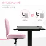 HOMCOM Love Shape Swivel Leisure Chair on Wheels Upholstery Home Office Computer Chair Linen Fabric Vanity Seat for Girls Women - Image 6