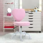 HOMCOM Love Shape Swivel Leisure Chair on Wheels Upholstery Home Office Computer Chair Linen Fabric Vanity Seat for Girls Women - Image 10
