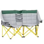 2 Person Folding Camping Chair with Carry Bag and Cup Holders, Green