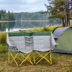 2 Person Folding Camping Chair with Carry Bag and Cup Holders, Green - Image 10