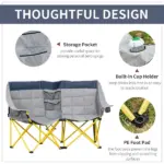 2 Person Folding Camping Chair with Carry Bag and Cup Holders, Navy Blue - Image 6