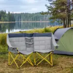 2 Person Folding Camping Chair with Carry Bag and Cup Holders, Navy Blue - Image 10