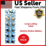 10 Pack LR44 AG13 A76 1.5V Alkaline Button Cell Batteries
