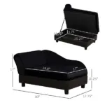 PawHut Luxury Dog Bed for Small Dogs, Hidden Storage, 3" Foam Cushion, Modern Pet Sofa, Black - Image 3