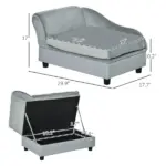 PawHut Luxury Dog Bed for Small Dogs, Hidden Storage, Soft Foam Couch, Modern Pet Furniture, Gray - Image 3