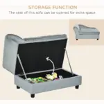 PawHut Luxury Dog Bed for Small Dogs, Hidden Storage, Soft Foam Couch, Modern Pet Furniture, Gray - Image 5