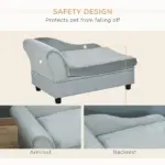 PawHut Luxury Dog Bed for Small Dogs, Hidden Storage, Soft Foam Couch, Modern Pet Furniture, Gray - Image 6
