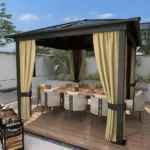 Outsunny Hardtop Gazebo 12 ft x 10 ft with Curtains, Outdoor Patio Canopy Shelter, for Garden - Image 11