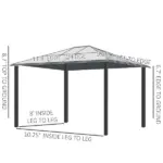 Outsunny Hardtop Gazebo 12 ft x 10 ft with Curtains, Outdoor Patio Canopy Shelter, for Garden - Image 3