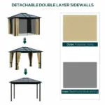 Outsunny Hardtop Gazebo 12 ft x 10 ft with Curtains, Outdoor Patio Canopy Shelter, for Garden - Image 5