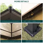Outsunny Hardtop Gazebo 12 ft x 10 ft with Curtains, Outdoor Patio Canopy Shelter, for Garden - Image 6