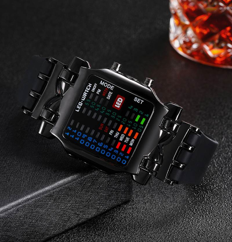 Multicolor LED Digital Sports Watch with Silicone Band