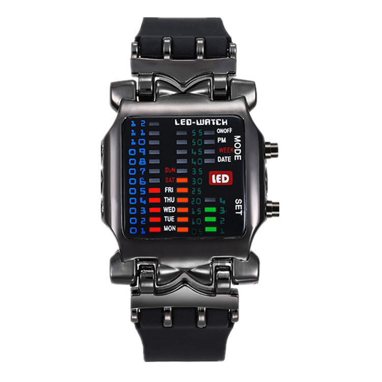 Multicolor LED Digital Sports Watch with Silicone Band